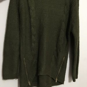 Jennifer Lauren hunter green sweater with zippers